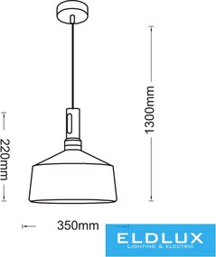 UNIVERSO Függeszték 1xE27 max.60w D350x220x1300mm IP20 fekete/arany 5év