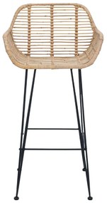Bárszék 2 pcs Természetes 55 x 52 x 92 cm Rattan és Vas