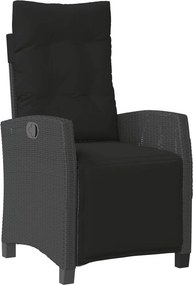 vidaXL fekete polyrattan dönthető kerti szék lábtartóval