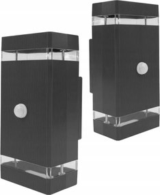 Kültéri Led lámpa Homlokzati lámpatest Pir mozgásérzékelő 2xGU10 Antracit