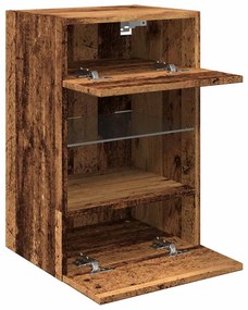 2 db antik fa fali TV-szekrény LED-világítással 40x30x60,5 cm