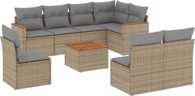 vidaXL 9 részes vegyes bézs polyrattan kerti ülőgarnitúra párnákkal