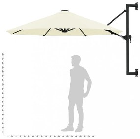 homokszínű falra szerelhető napernyő fémrúddal 300 cm