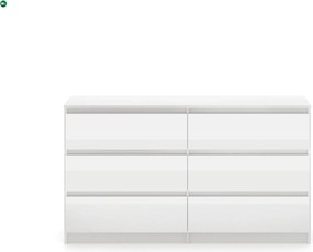 SIMPLE 120 6 fiókos komód fehér/fehér magasfényű