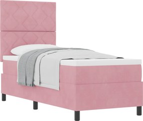 vidaXL Boxrugós ágy matracmal fejtámlával Rózsaszín 80 x 200 cm szövet