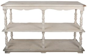 Erősen antikolt fehér fa polcos konzolasztal Clayre & Eef