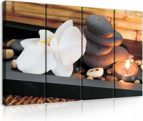 Vászonkép 120x80 Spa relaxáció harmónia természet orchidea kövek gyertya zen nyugalom