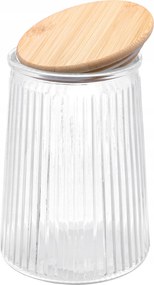 Süteménytartó Befőttesüveg 1l-es bordázott tartály ömlesztett élelmiszer fedővel