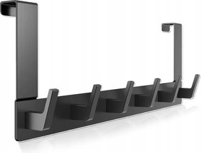 Ajtóakasztó fúrás nélkül fekete, fém, ruhaakasztó