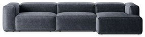 Szürkéskék kordbársony sarokkanapé (jobb oldali-heverő résszel) Bergano – Cosmopolitan Design