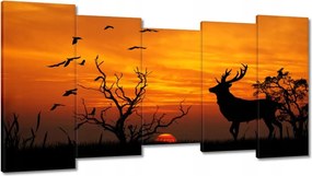 Festmények 150x80 Szarvas és naplemente