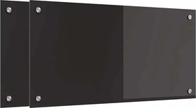 vidaXL Konyhai splashback 2 pcs Fekete 80 x 40 cm edzett üveg