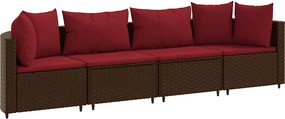 vidaXL 4 részes barna polyrattan kerti ülőgarnitúra párnákkal