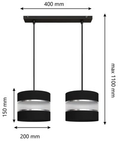Csillár zsinóron HELEN 2xE27/15W/230V fekete