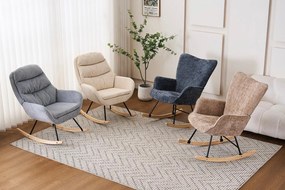 Hintaszék, relaxációs szék kordbársony kárpitozással, bézs-khaki színű