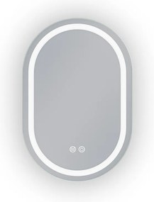 Erga Lyra, ovális LED tükör 40x60cm, 3 fényszín, első és hátsó világítás, páramentes fűtőpárna, ERG-V01-LYRA-4060-CL
