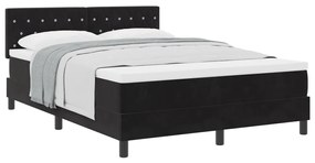 Boxspring Ágy Mattal Fekete 140x200 cm Bársony