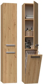 Shannan Nel IV fürdőszoba szekrény, 31x174x30 cm, tölgy