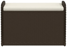 barna polyrattan tárolópad párnával 80 x 51 x 52 cm