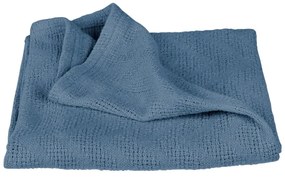 Kék bio pamut kötött gyerek takaró 80x80 cm Seashells – Roba