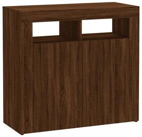 barna tölgyszínű tálalószekrény LED-ekkel 80 x 35 x 75 cm