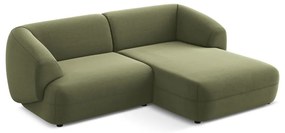 Zöld bársony sarokkanapé (jobb oldali) Moana – Makamii