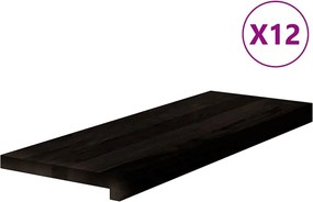vidaXL lépcsőfokok 12 db Sötétbarna 70x25x2 cm tömör fa tölgyfa