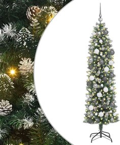 vidaXL Mű Karcsú Karácsonyi Fa 300 LED-del Zöld és Fehér 180 cm