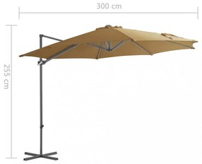 tópszínű konzolos kerti napernyő acélrúddal 300 cm