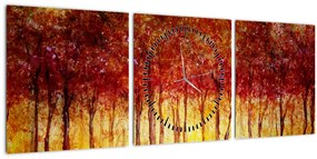 Kép - Lombhullató erdő festménye (órával) (90x30 cm)