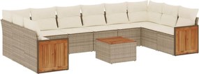 vidaXL 11 részes bézs polyrattan kerti ülőgarnitúra párnákkal