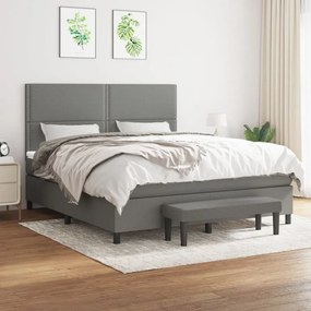 sötétszürke szövet rugós ágy matraccal 160 x 200 cm