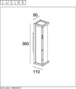 LUCIDE 27885-02-30 CLAIRE Modern Kültéri Fali Lámpa E27 IP54