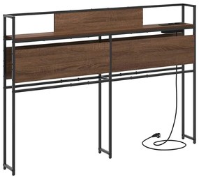 Tároló fejtámla polcokkal tárolóval barna tölgy 120 cm Faanyag