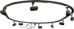 Modern sínrendszer 8 fekete spotlámpával, 1 fázisú, ovális, 200 cm - Iconic Jeana