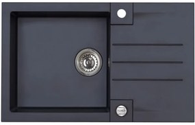 ALVEUS SETA23201 - ROCK konyhai mosogató + MINTAS mosogatócsaptelep, 34 cm, gránit/fekete