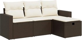 vidaXL 4 részes barna polyrattan kerti ülőgarnitúra párnákkal