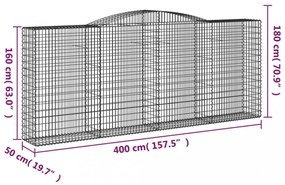 vidaXL 6 db íves horganyzott vas gabion kosár 400x50x160/180 cm