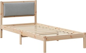 vidaXL Ágykeret fejtámlával Világosszürke 100 x 200 cm Tömör fenyőfa