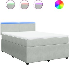 vidaXL világosszürke bársony rugós ágy matraccal 140x190 cm