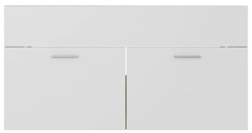 fehér-tölgyszínű szerelt fa mosdószekrény beépített kagylóval