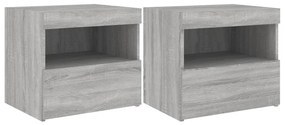 2 db szürke sonoma színű éjjeliszekrény LED-ekkel 50x40x45 cm