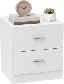 HOMCOM Modern Ágy melletti Asztal 2 Fiókkal a Nappalihoz és Hálószobához, 30 kg Teherbírás, 45x39.5x49 cm, Fehér | Aosom