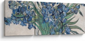 Kép - Vincent van Gogh, Irises, reprodukciók (órával) (90x30 cm)