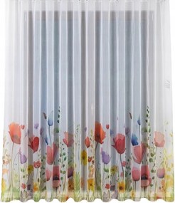 Fátyolfüggöny Kész Szalaggal, Színes Pipacsok 250x245