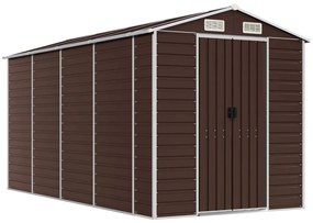 barna horganyzott acél kerti fészer 191 x 385 x 198 cm