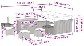 13 részes kertkanapé szett párnákkal bézs poli rattan akáccal