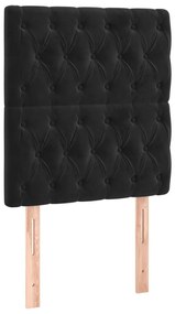 fekete bársony LED-es fejtámla 80x7x118/128 cm