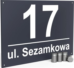 Rozsdamentes házszám Címtábla házszámmal 32x21 cm Távtartók