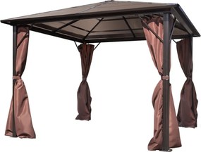 vidaXL alumínium kerti pavilon barna függönnyel 300 x 300 cm